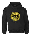 Black hoodie with yellow 'Masters Athlete' logo on a white background